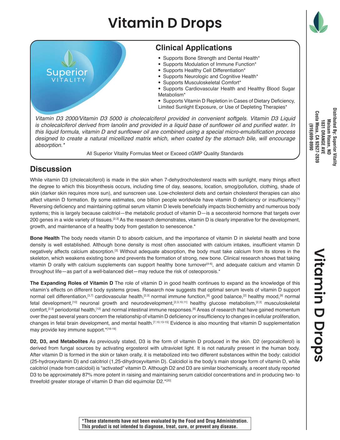 Vitamin D Drops~D3 Liquid 1oz